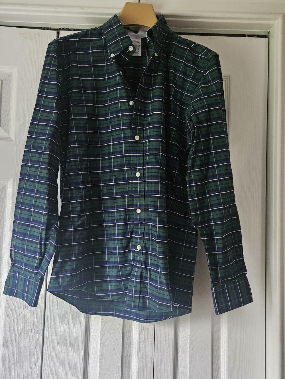 Brooks Brothers Navy and Green Plaid Button-Down Shirt